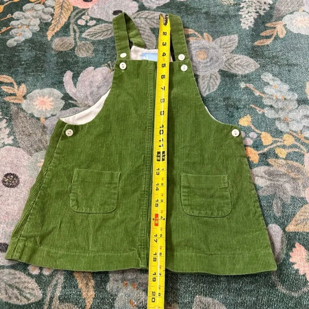 Bella Bliss Dress Girls 4 Green Cotton Corduroy Overall Jumper Sleeveless pinafo